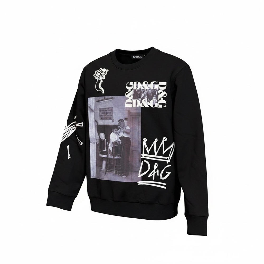 Dolce & Gabbana Sweatshirt Mens XXL Black Giuseppe Leone Photo Sicilia Graffiti